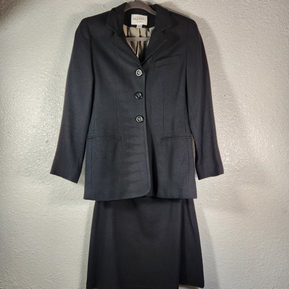 Compagnie Internationale Express Womens Black Jacket & Skirt Petite 7/8 WoolBlnd - Picture 15 of 15